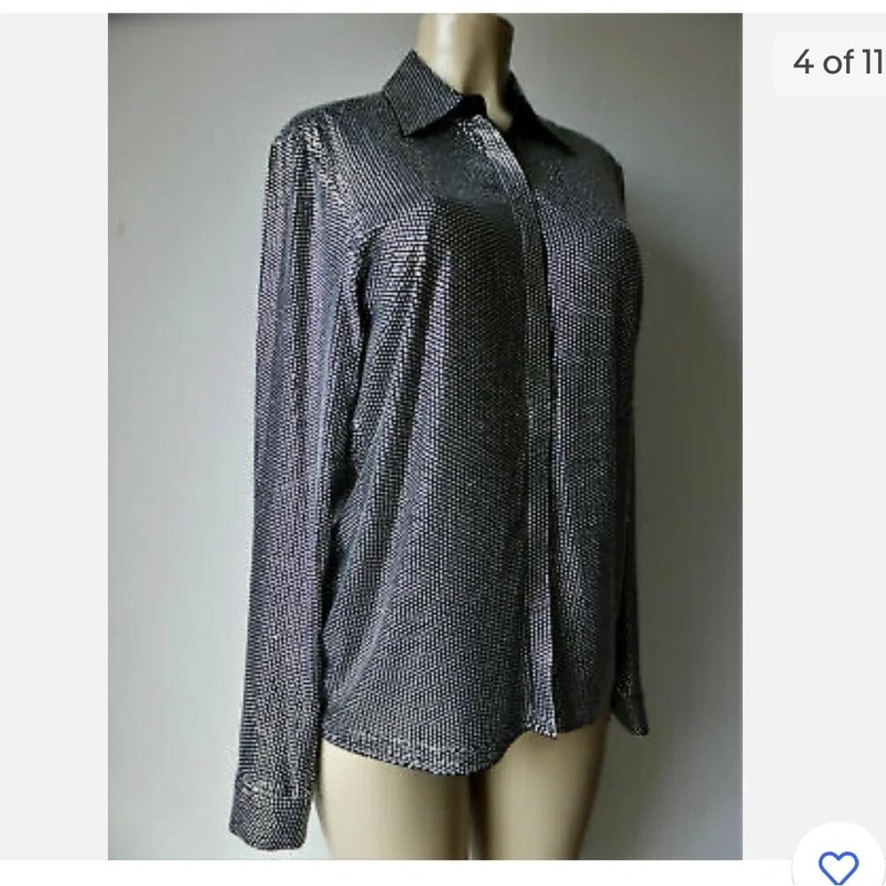 MICHAEL KORS Black EMBELLISHED BUTTON-DOWN SHIRT ✨brand new✨ - Picture 4 of 8